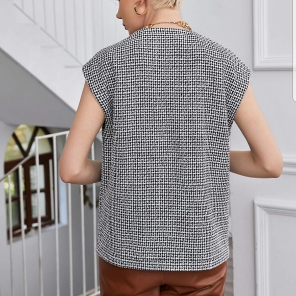 Plaid Tweed Vest Coat - Picture 2 of 8